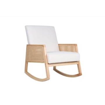 BUTACA MECEDORA JULIA MICROFIBRA CREMA / RATTAN / MADERA - Imagen 1
