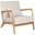 BUTACA SISSI TELA BLANCA PATA NATURAL MADERA - Imagen 1
