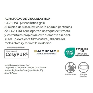IVORIMATEX ALMOHADA MODELO CARBONO VISCO LOVE - Imagen 2