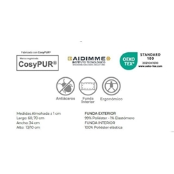 IVORIMATEX ALMOHADA MODELO CERVICAL TIBI CARBONO VISCO LOVE 61 / 70 - Imagen 2