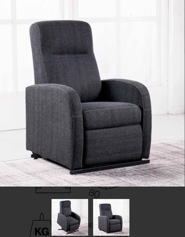 SILLON RELAX LEVANTAPERSONAS TEJIDO BALI GRIS MARENGO JASPEADO - Imagen 1